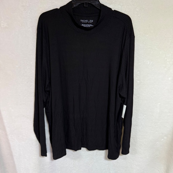 Rachel Zoe Sweater 3X Women's Ribbed Long Sleeve Shirt Top Black - Picture 2 of 9